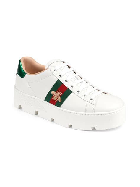 gucci new ace sneakers white bee|Gucci ace bee platform sneakers.